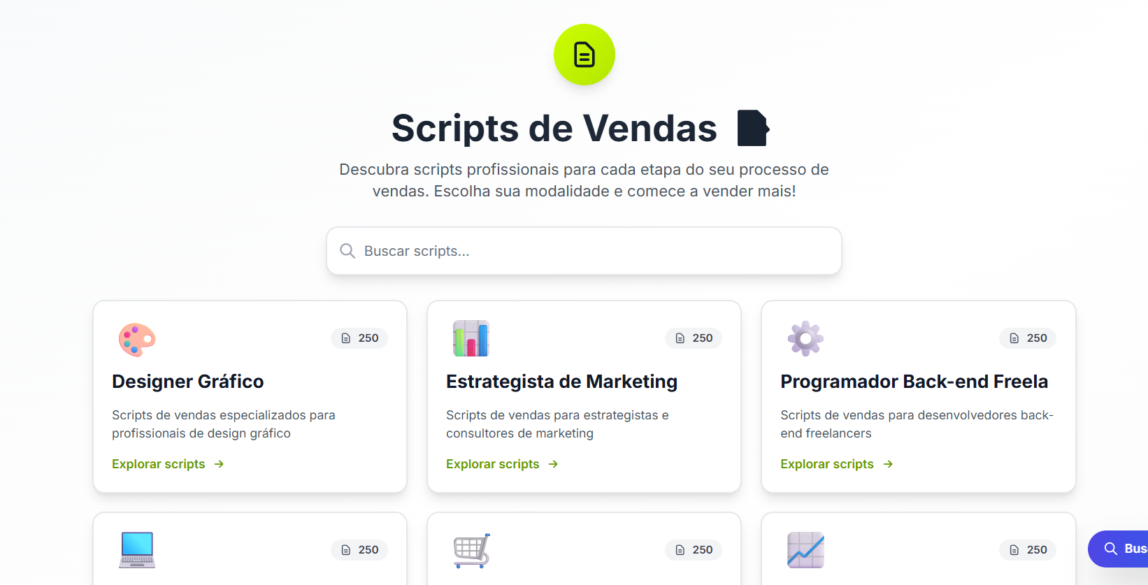 Sistema com +1550 scripts de vendas